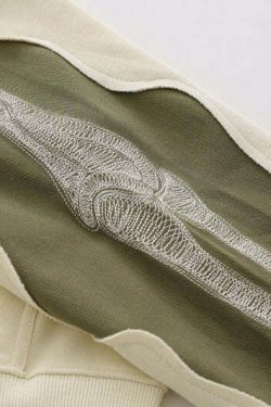 Coquette Aesthetic Distressed Skeleton Embroidered Hoodie