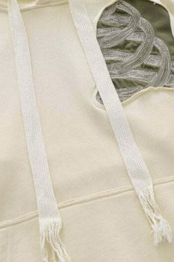 Coquette Aesthetic Distressed Skeleton Embroidered Hoodie