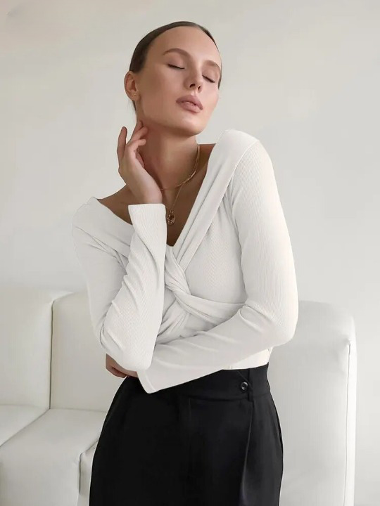 Coquette Aesthetic Draped Slash Neck Tunic - Y2K Fashion Statement Piece Coquette Aesthetic Draped Slash Neck Tunic - Y2K Fashion Statement Piece