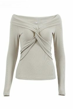 Coquette Aesthetic Draped Slash Neck Tunic - Y2K Fashion Statement Piece