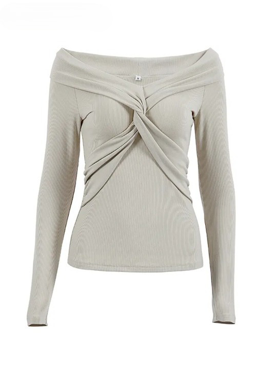 Coquette Aesthetic Draped Slash Neck Tunic - Y2K Fashion Statement Piece Coquette Aesthetic Draped Slash Neck Tunic - Y2K Fashion Statement Piece