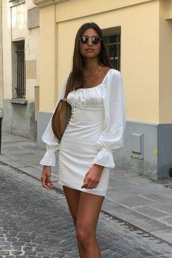 Coquette Aesthetic Drawstring Dress with Robelli Details