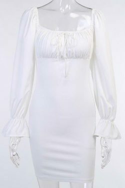 Coquette Aesthetic Drawstring Dress with Robelli Details