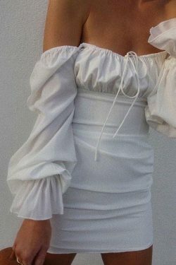 Coquette Aesthetic Drawstring Dress with Robelli Details