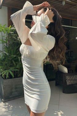 Coquette Aesthetic Drawstring Dress with Robelli Details