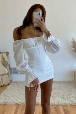 Coquette Aesthetic Drawstring Dress with Robelli Details