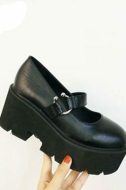 Coquette Aesthetic Egirl Grunge Square Heels Buckle Shoes