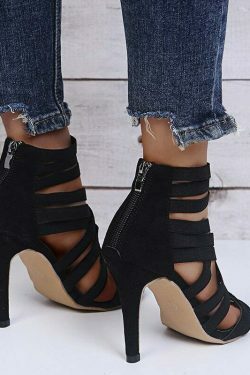 Coquette Aesthetic Elastic Fish Mouth High Heel Sandals