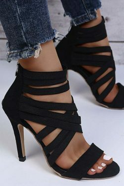 Coquette Aesthetic Elastic Fish Mouth High Heel Sandals