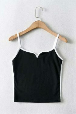 Coquette Aesthetic Ellin Hearted Neckline Cami - Y2K Fashion Grunge Style Cute Tops