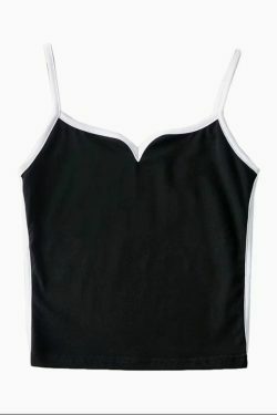 Coquette Aesthetic Ellin Hearted Neckline Cami - Y2K Fashion Grunge Style Cute Tops