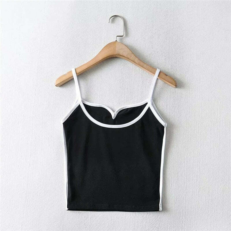 Coquette Aesthetic Ellin Hearted Neckline Cami - Y2K Fashion Grunge Style Cute Tops