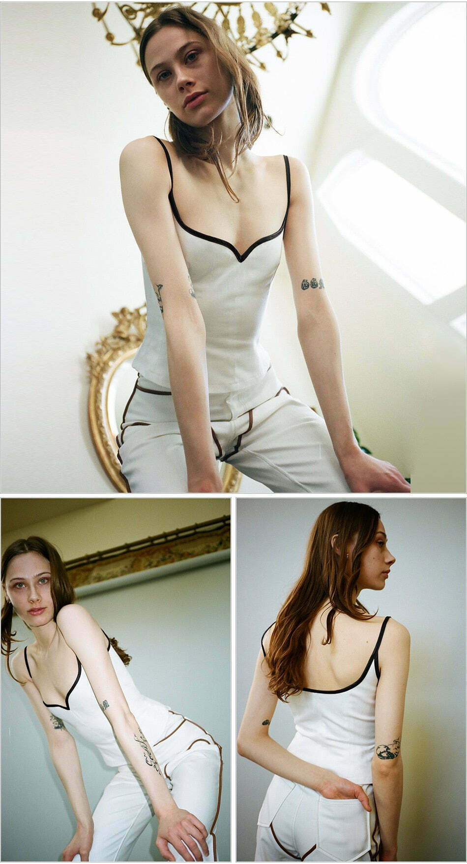 Coquette Aesthetic Ellin Hearted Neckline Cami - Y2K Fashion Grunge Style Cute Tops