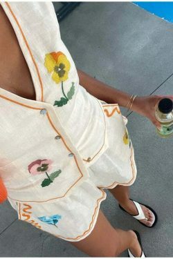 Coquette Aesthetic Embroidered Shorts Set - Y2K Fashion Women's Outfit