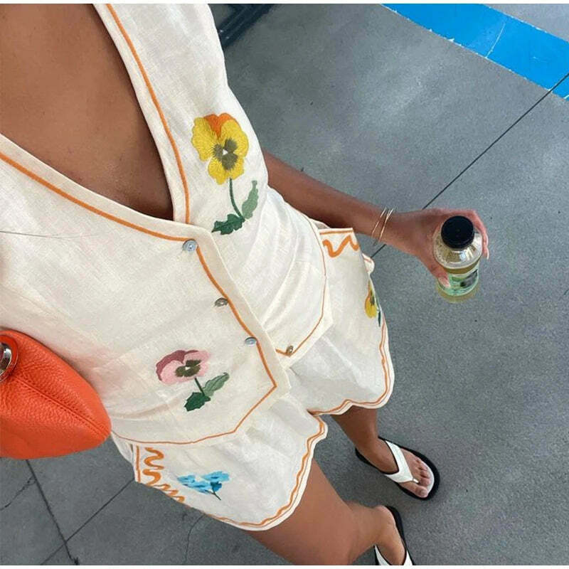 Coquette Aesthetic Embroidered Shorts Set - Y2K Fashion Women's Outfit Coquette Aesthetic Embroidered Shorts Set - Y2K Fashion Women's Outfit