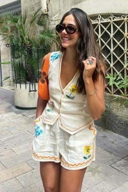 Coquette Aesthetic Embroidered Shorts Set - Y2K Fashion Women's Outfit
