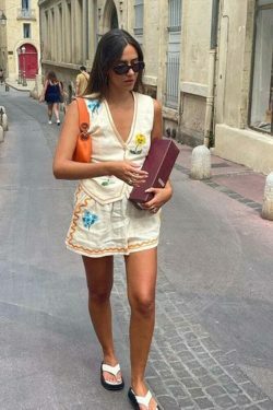 Coquette Aesthetic Embroidered Shorts Set - Y2K Fashion Women's Outfit