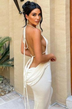 Coquette Aesthetic Emmett Backless Long Dress - Y2K Fashion - Grunge Style with Old Money Elegance