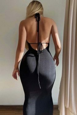 Coquette Aesthetic Emmett Backless Long Dress - Y2K Fashion - Grunge Style with Old Money Elegance