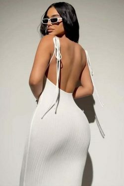 Coquette Aesthetic Emmett Backless Long Dress - Y2K Fashion - Grunge Style with Old Money Elegance