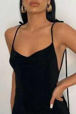 Coquette Aesthetic Emmett Backless Long Dress - Y2K Fashion - Grunge Style with Old Money Elegance