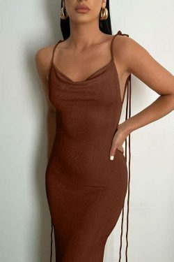 Coquette Aesthetic Emmett Backless Long Dress - Y2K Fashion - Grunge Style with Old Money Elegance