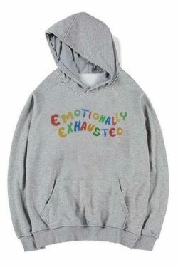 Coquette Aesthetic Emotionally Exhausted Sweatshirt - Y2K Fashion Grunge Style Cute Tops Pastel Goth
