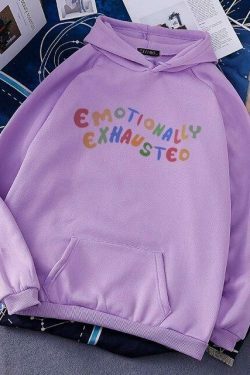 Coquette Aesthetic Emotionally Exhausted Sweatshirt - Y2K Fashion Grunge Style Cute Tops Pastel Goth
