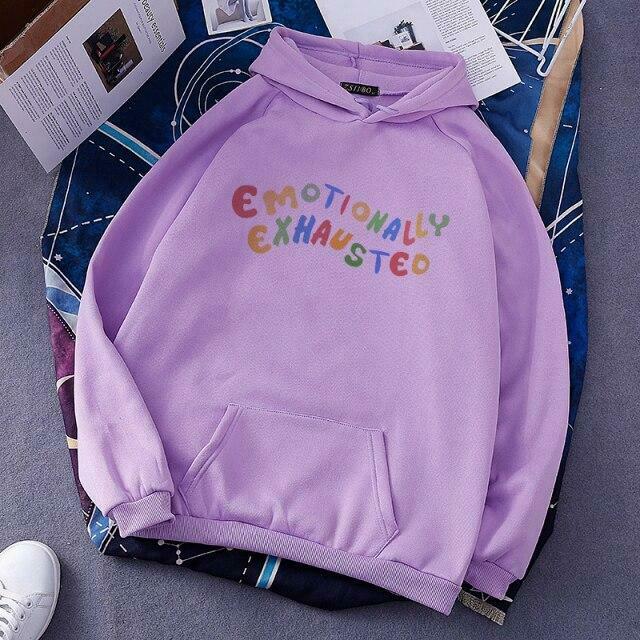 Coquette Aesthetic Emotionally Exhausted Sweatshirt - Y2K Fashion Grunge Style Cute Tops Pastel Goth