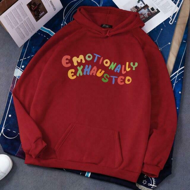 Coquette Aesthetic Emotionally Exhausted Sweatshirt - Y2K Fashion Grunge Style Cute Tops Pastel Goth