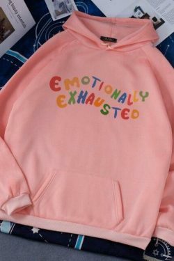 Coquette Aesthetic Emotionally Exhausted Sweatshirt - Y2K Fashion Grunge Style Cute Tops Pastel Goth