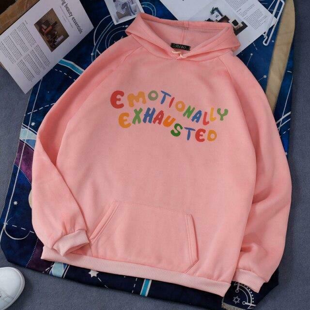 Coquette Aesthetic Emotionally Exhausted Sweatshirt - Y2K Fashion Grunge Style Cute Tops Pastel Goth