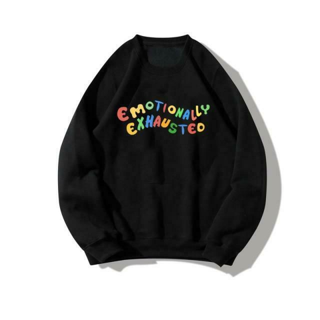 Coquette Aesthetic Emotionally Exhausted Sweatshirt - Y2K Fashion Grunge Style Cute Tops Pastel Goth