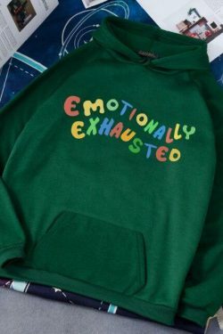 Coquette Aesthetic Emotionally Exhausted Sweatshirt - Y2K Fashion Grunge Style Cute Tops Pastel Goth