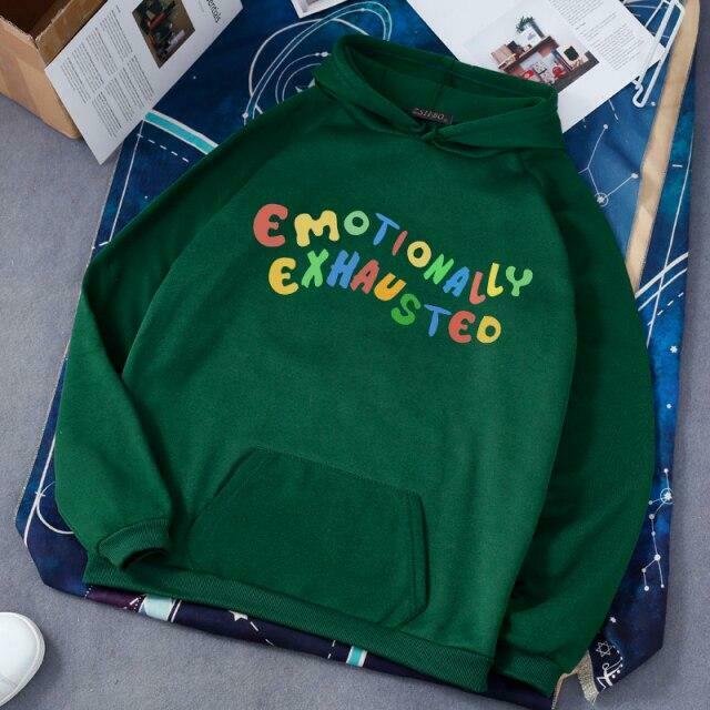 Coquette Aesthetic Emotionally Exhausted Sweatshirt - Y2K Fashion Grunge Style Cute Tops Pastel Goth
