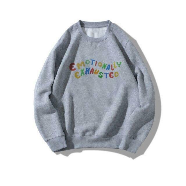 Coquette Aesthetic Emotionally Exhausted Sweatshirt - Y2K Fashion Grunge Style Cute Tops Pastel Goth