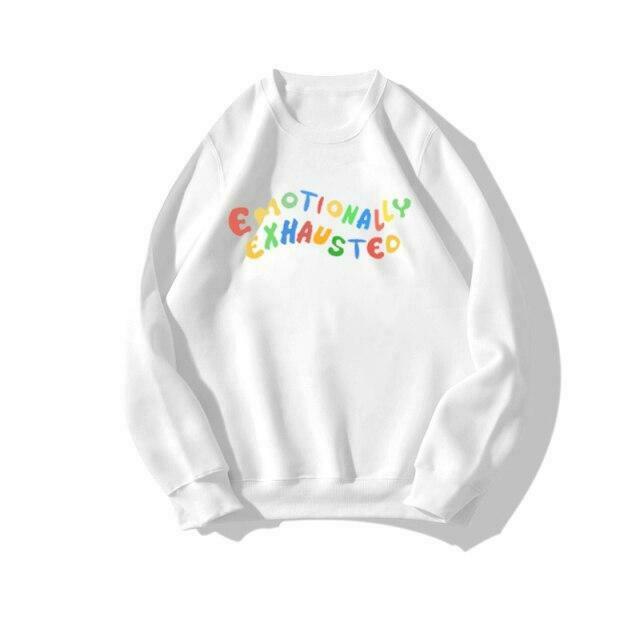 Coquette Aesthetic Emotionally Exhausted Sweatshirt - Y2K Fashion Grunge Style Cute Tops Pastel Goth