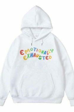 Coquette Aesthetic Emotionally Exhausted Sweatshirt - Y2K Fashion Grunge Style Cute Tops Pastel Goth