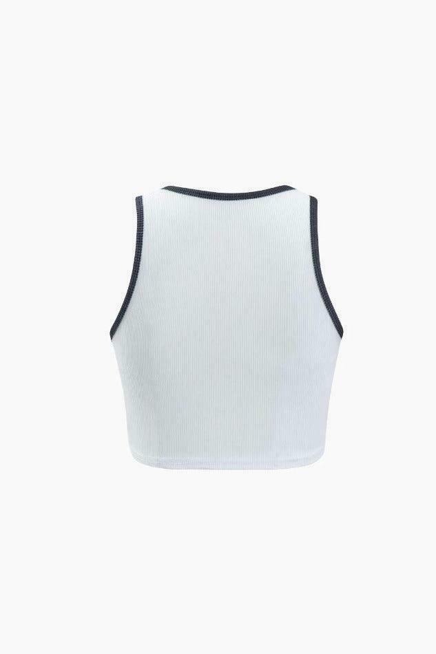 Coquette Aesthetic Face Print Rib Tank Top - Y2K Fashion Grunge Style Cute Tops Pastel Goth