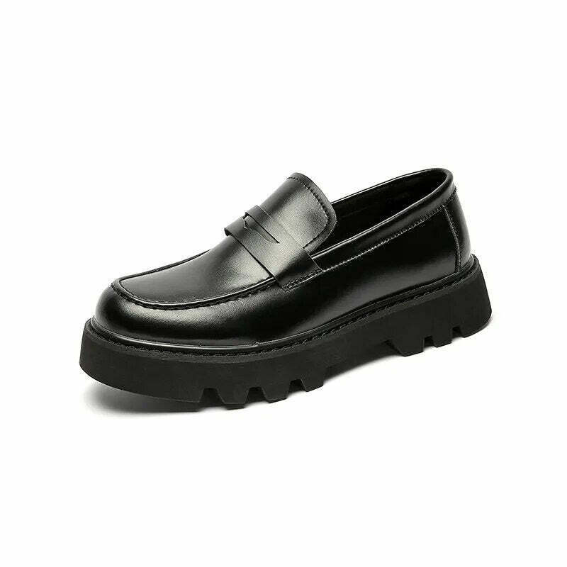 Coquette Aesthetic Faux Leather Chunky Sole Loafers - Y2K Fashion Women's Footwear