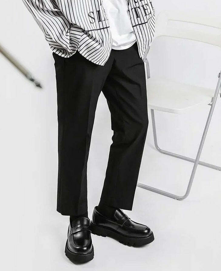 Coquette Aesthetic Faux Leather Chunky Sole Loafers - Y2K Fashion Women's Footwear