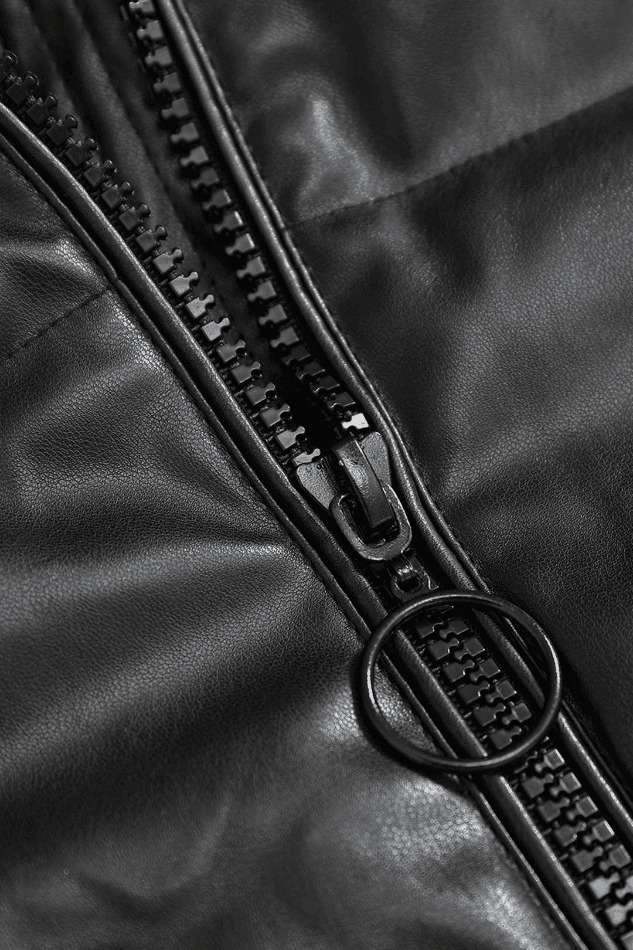 Coquette Aesthetic Faux Leather Hooded Puffer Jacket Coquette Aesthetic Faux Leather Hooded Puffer Jacket