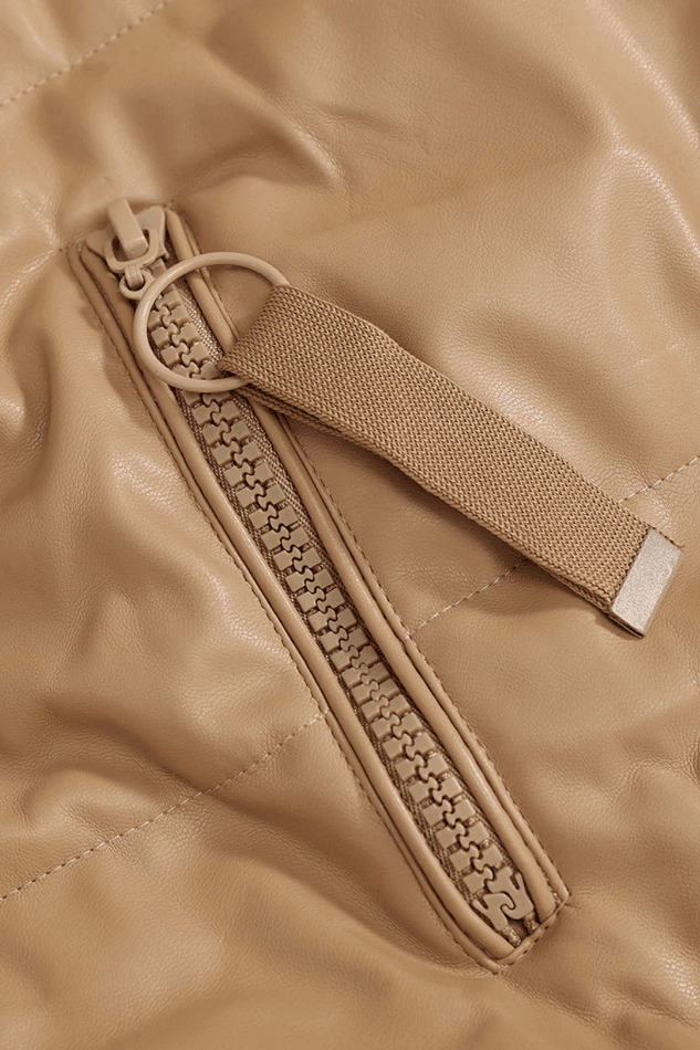 Coquette Aesthetic Faux Leather Hooded Puffer Jacket Coquette Aesthetic Faux Leather Hooded Puffer Jacket