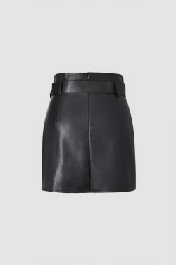 Coquette Aesthetic Faux Leather Mini Skirt with Belt - Y2K Fashion Statement Piece