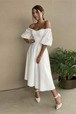 Coquette Aesthetic Felix Puff Sleeves Dress - Y2K Fashion Women's Clothing