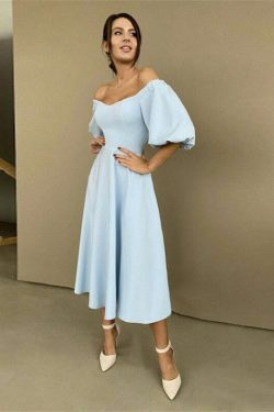 Coquette Aesthetic Felix Puff Sleeves Dress - Y2K Fashion Women's Clothing