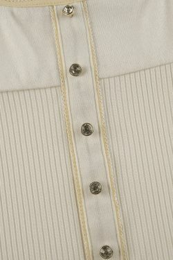 Coquette Aesthetic Fleece Bow-Neck Ribbed Lace Blouse