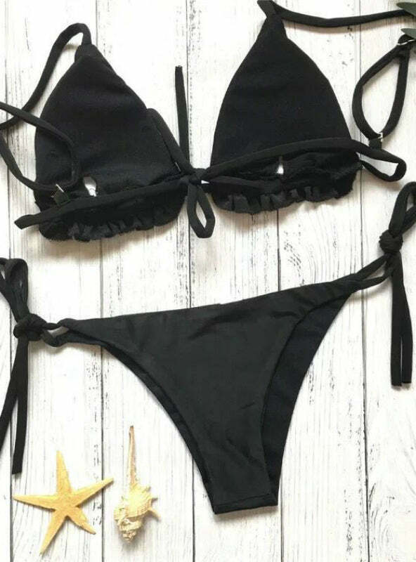 Coquette Aesthetic Floral Applique Cami Swimsuit - Y2K Fashion Women's Swimwear