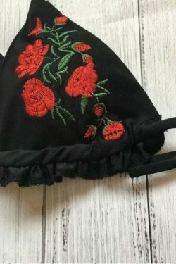 Coquette Aesthetic Floral Applique Cami Swimsuit - Y2K Fashion Women's Swimwear