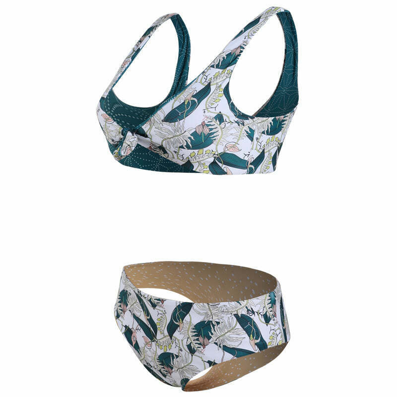 Coquette Aesthetic Floral Bikini Set with Knot Detail Coquette Aesthetic Floral Bikini Set with Knot Detail